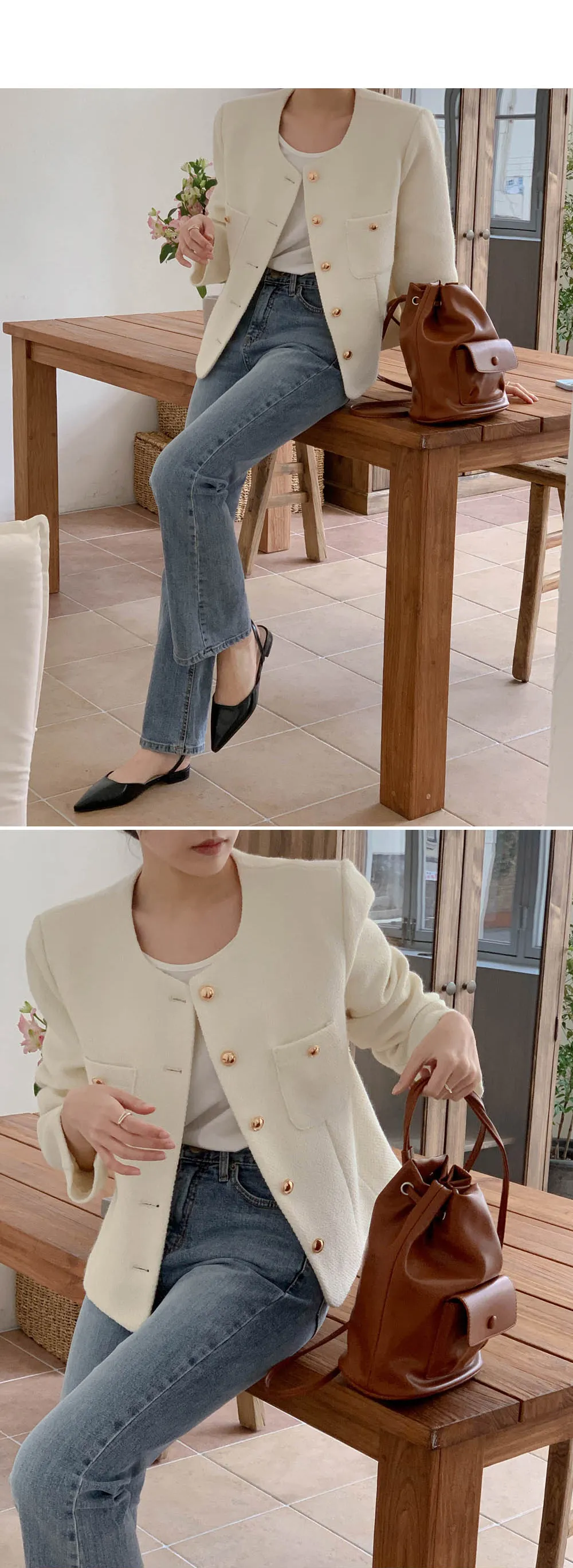 [봄BEST🌷하객룩/오피스룩][1만장돌파][코코메이드]엔느 노카라 트위드자켓 상세 이미지 17