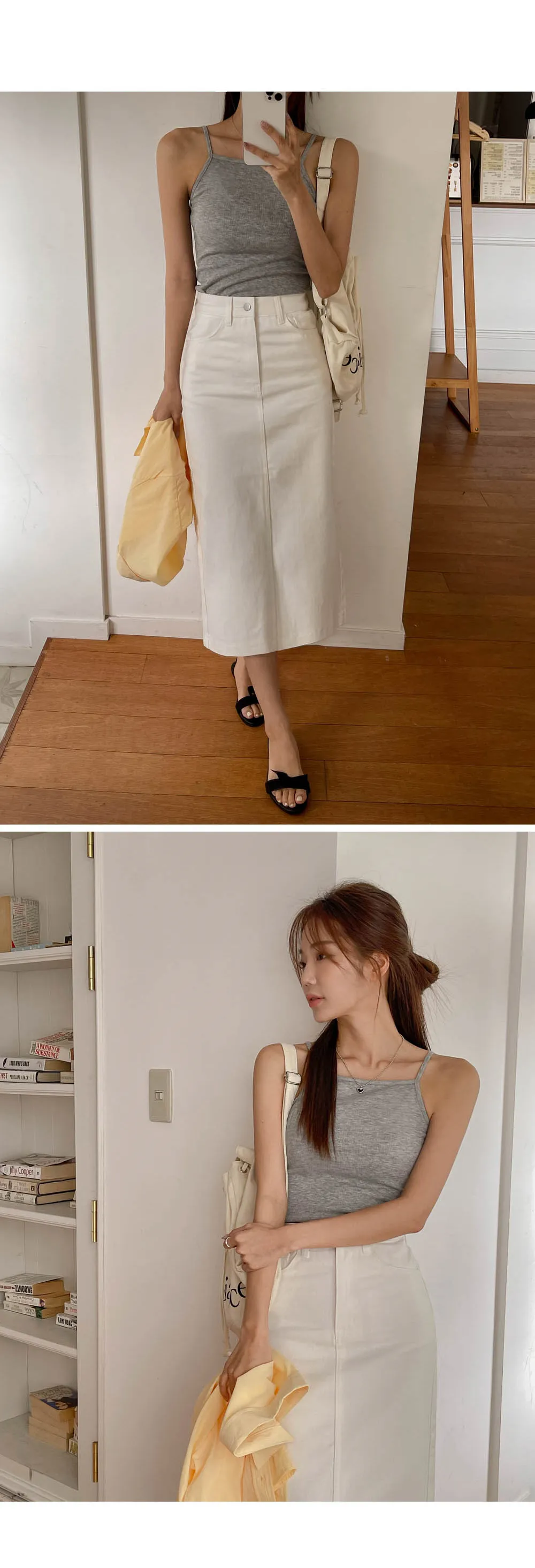 [가을신상♥개강룩][1천장돌파][~2XL까지] 탄탄핏 코튼 트임 롱스커트(길이선택) 상세 이미지 24