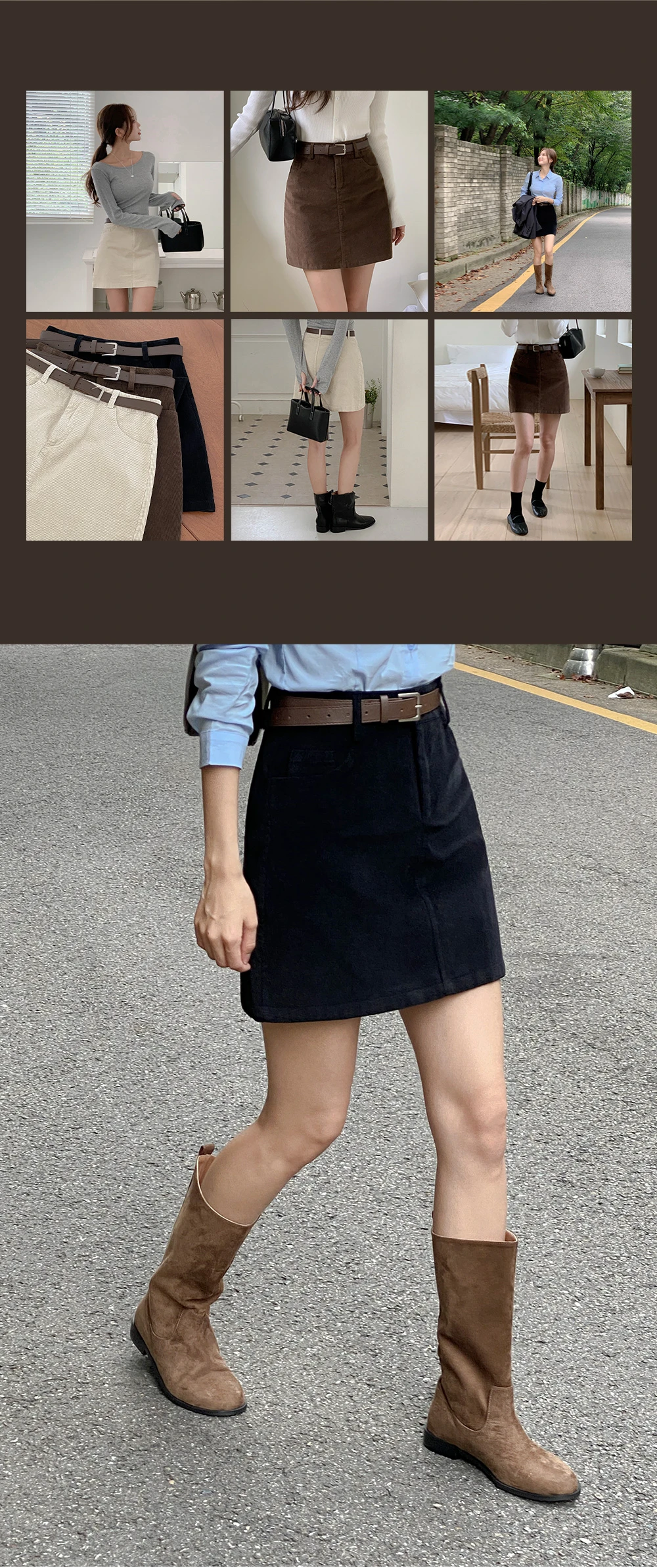 [단독][봄🌷하객룩][1천장돌파] 페이블 코듀로이 스커트(벨트set) 상세 이미지 2