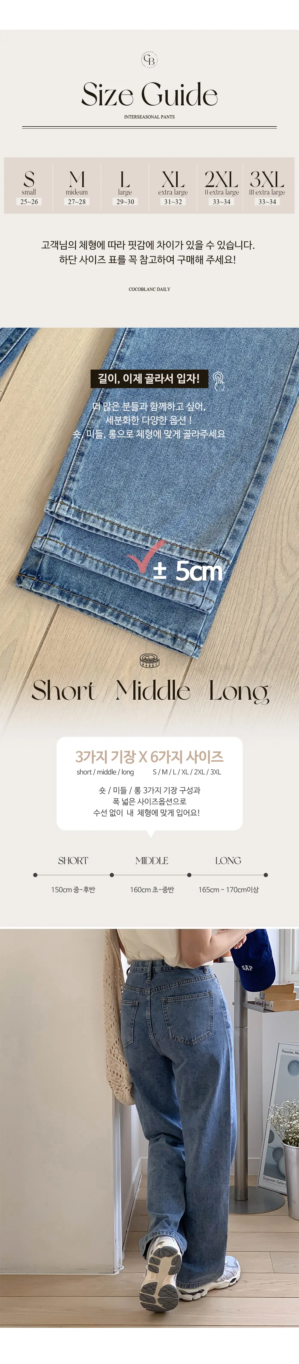[여름신상🌴3기장/3XL] 온드 스트레이트 데님팬츠(숏,미들,롱) 상세 이미지 3