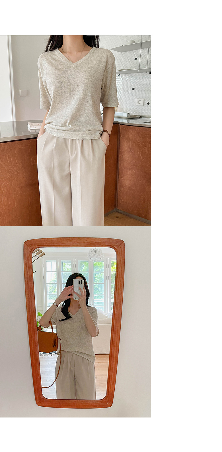 [여름신상🌴] 리얼 뱀부 브이넥 반팔니트 상세 이미지 8